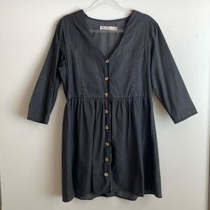 ASOS - Denim Babydoll Charcoal Mini Dress